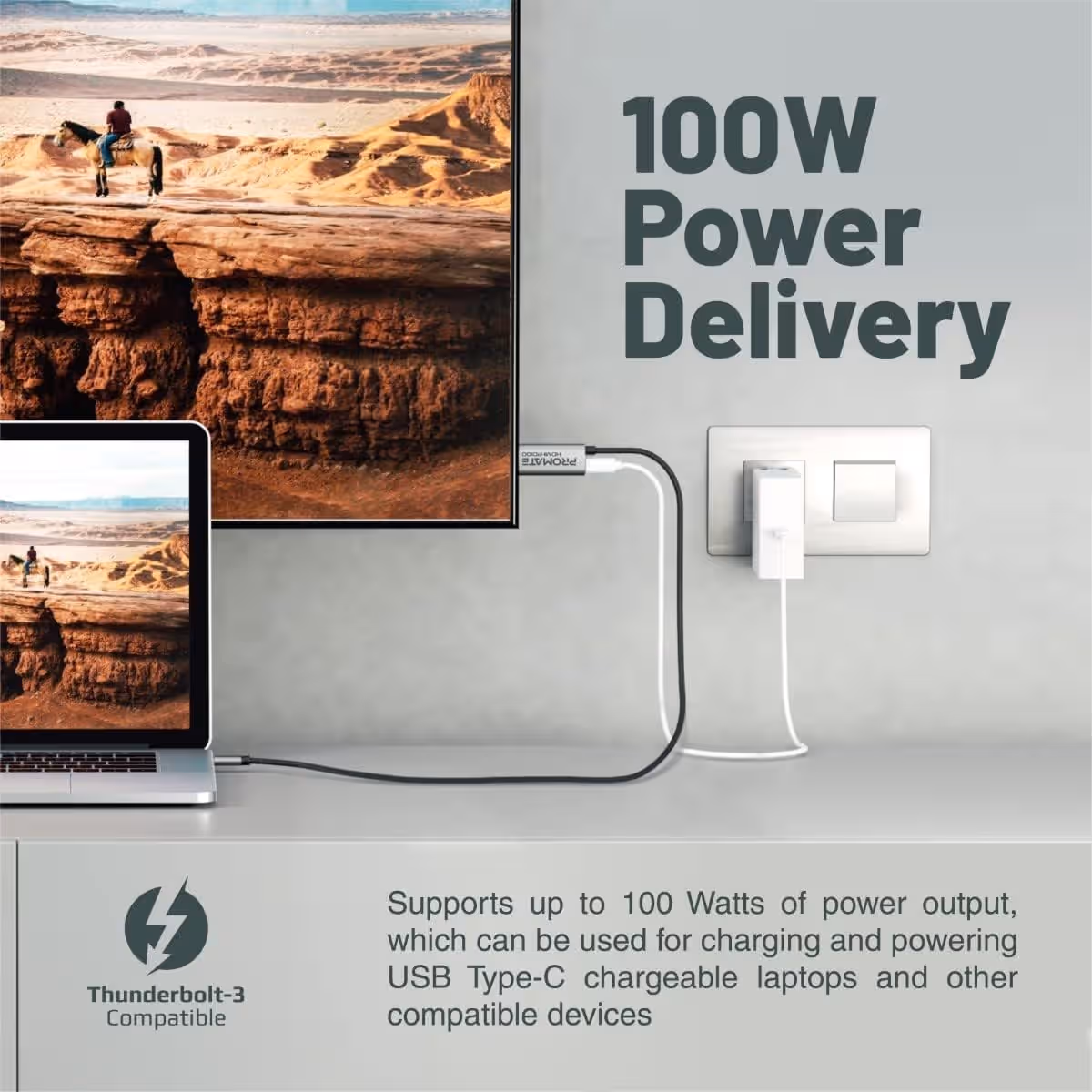 Promate 180cm 4K 60Hz USB-C to HDMI Cable