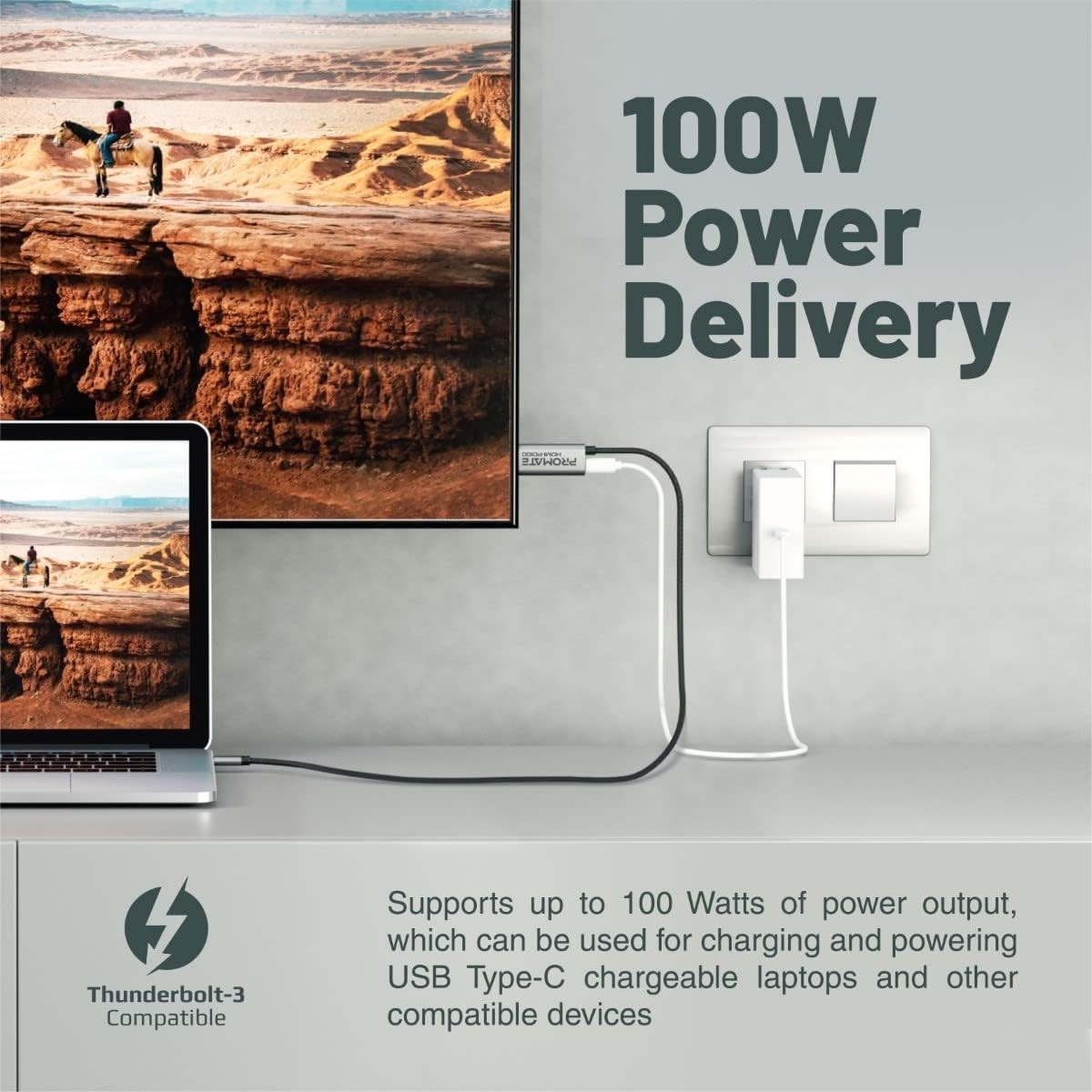 Promate 180cm 4K 60Hz USB-C to HDMI Cable