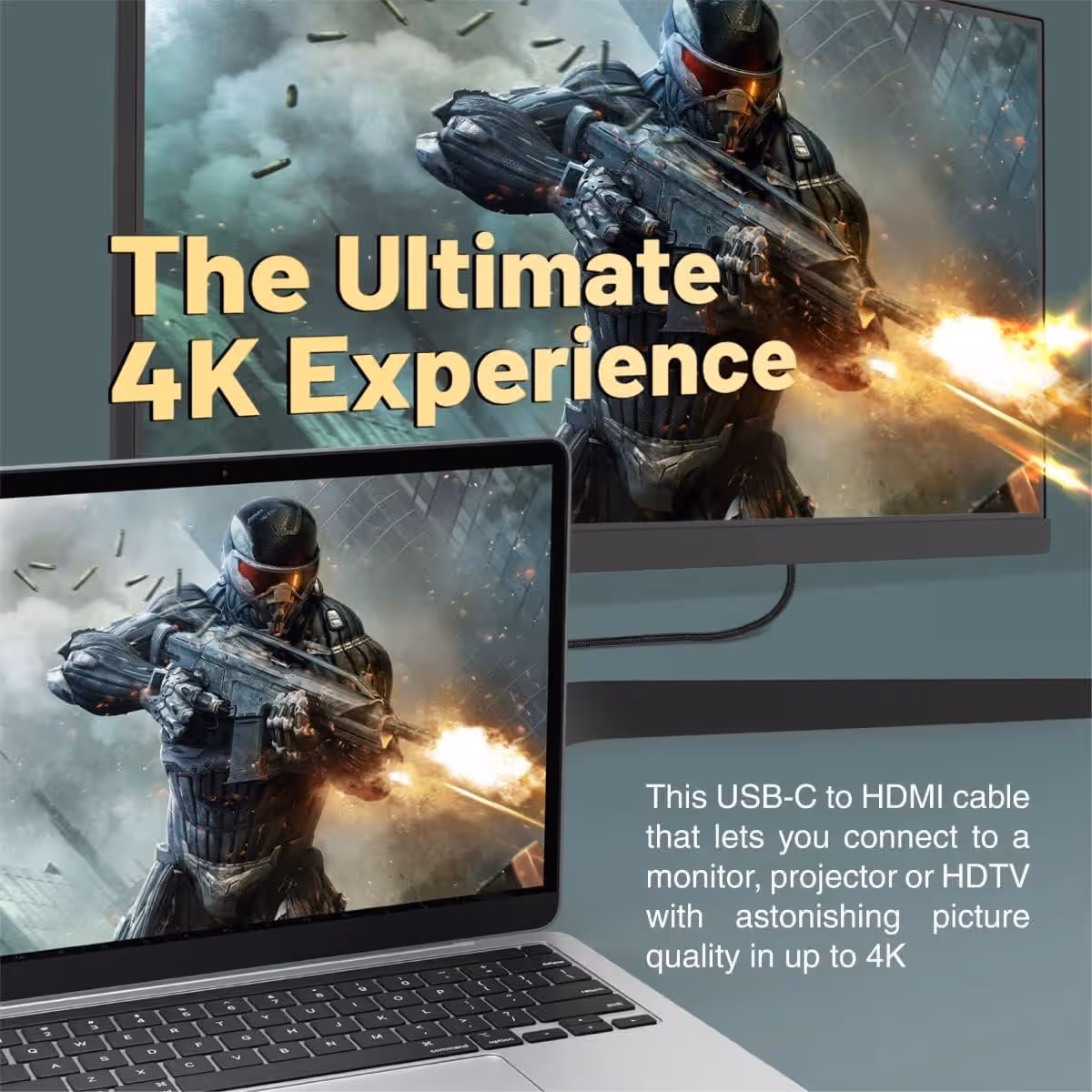 Promate 180cm 4K 60Hz USB-C to HDMI Cable