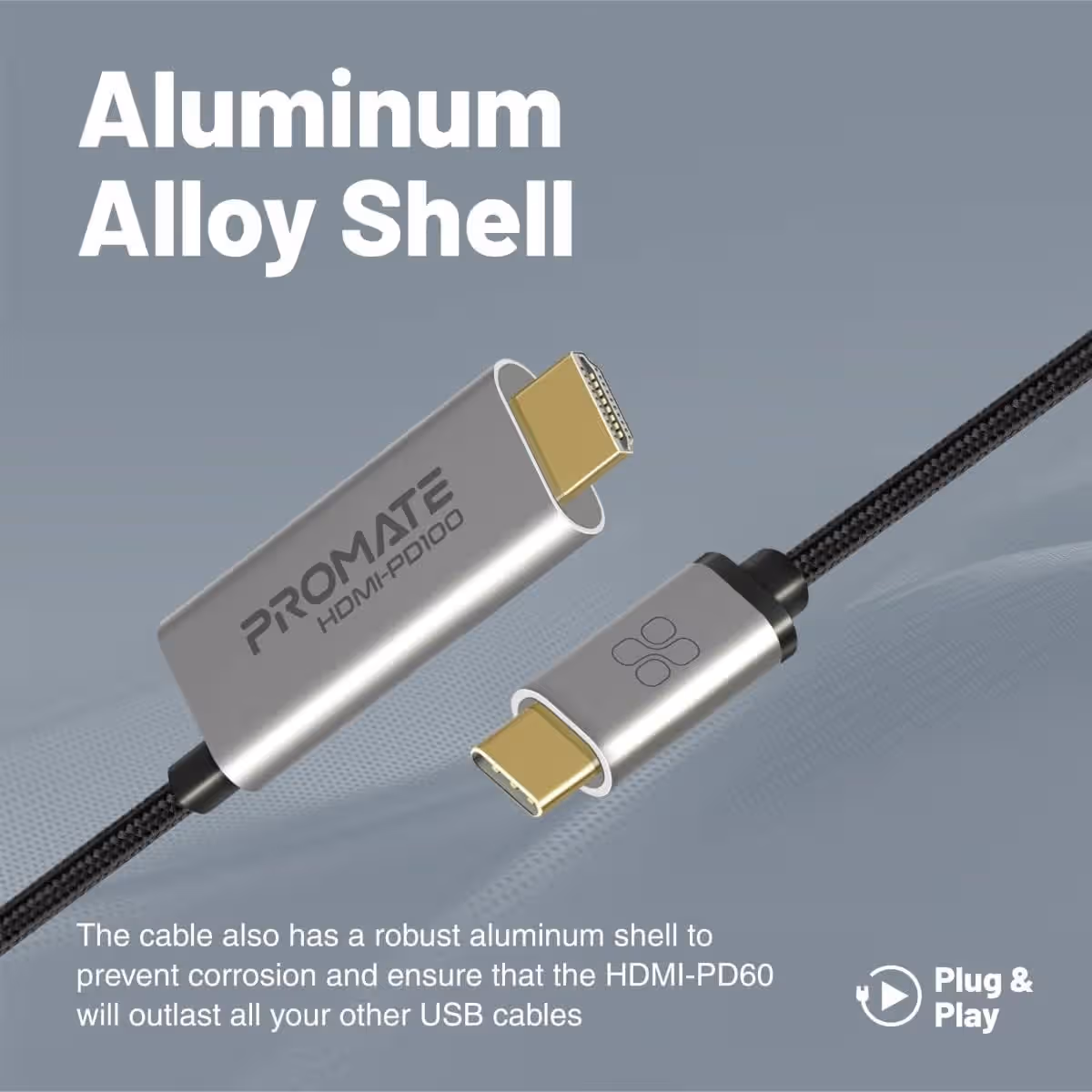 Promate 180cm 4K 60Hz USB-C to HDMI Cable