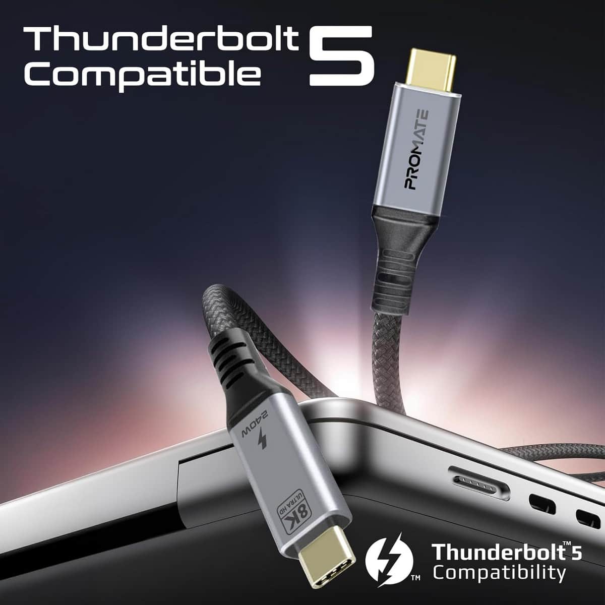 Promate 1.2m 240W 80Gbps USB4 to USB-C Cable