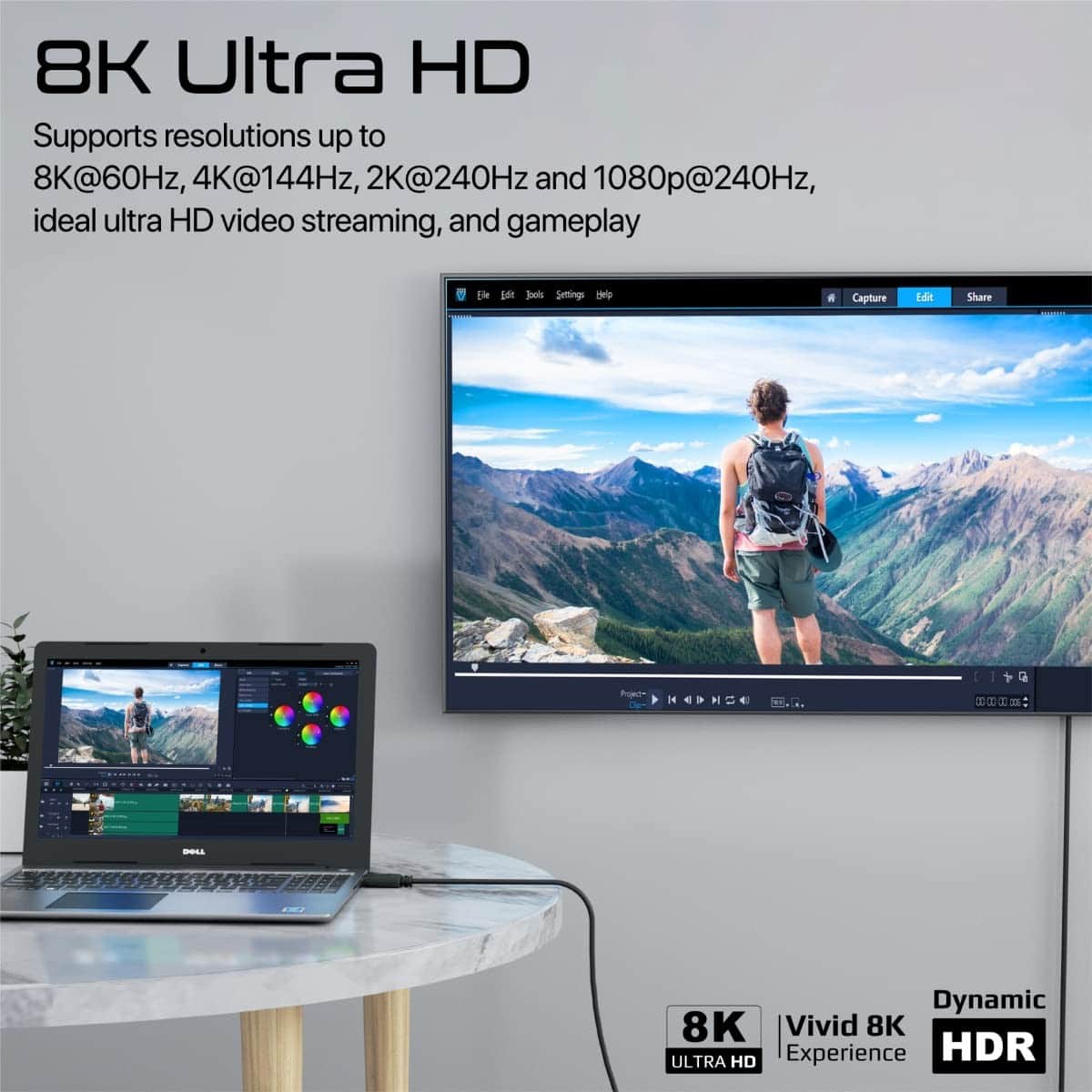 Promate 1.2m 8K 60Hz DisplayPort Cable