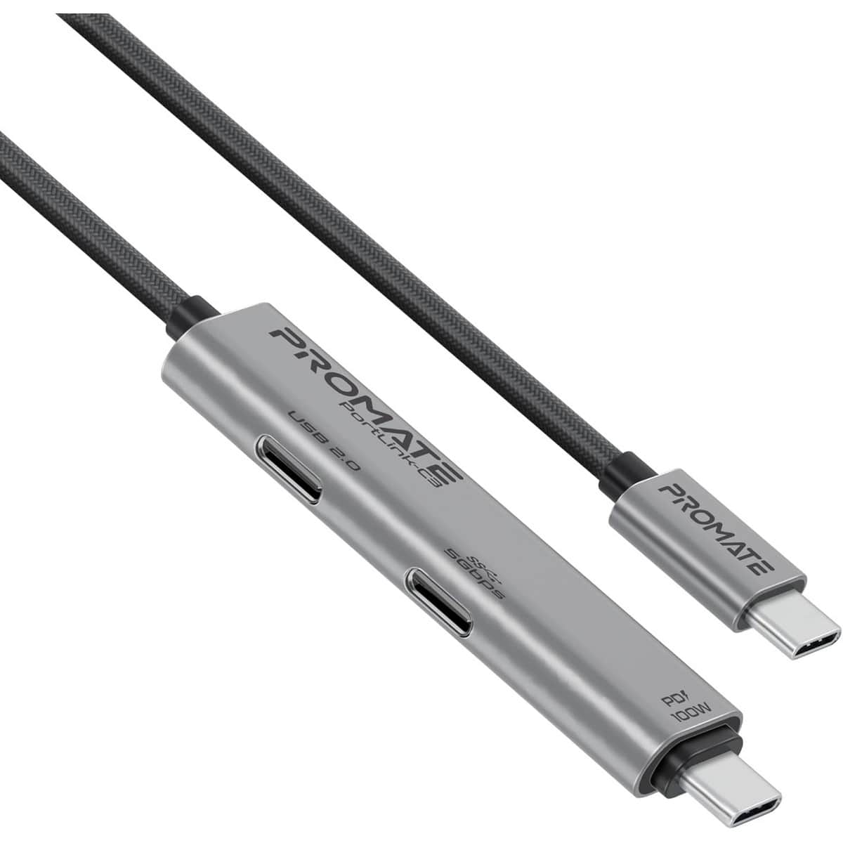 بروميت كابل شحن متعدد المنافذ 3 في 1 USB-C بطول 1.5 متر وقدرة 100W