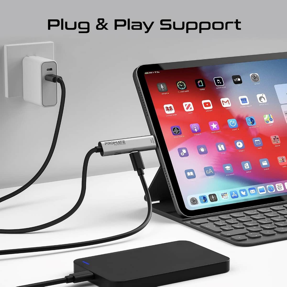 بروميت كابل شحن متعدد المنافذ 3 في 1 USB-C بطول 1.5 متر وقدرة 100W