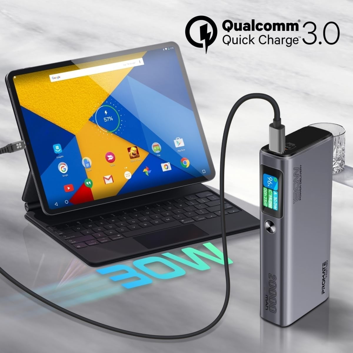 Promate 20000mAh 130W Power Delivery Ultra-Slim Power Bank