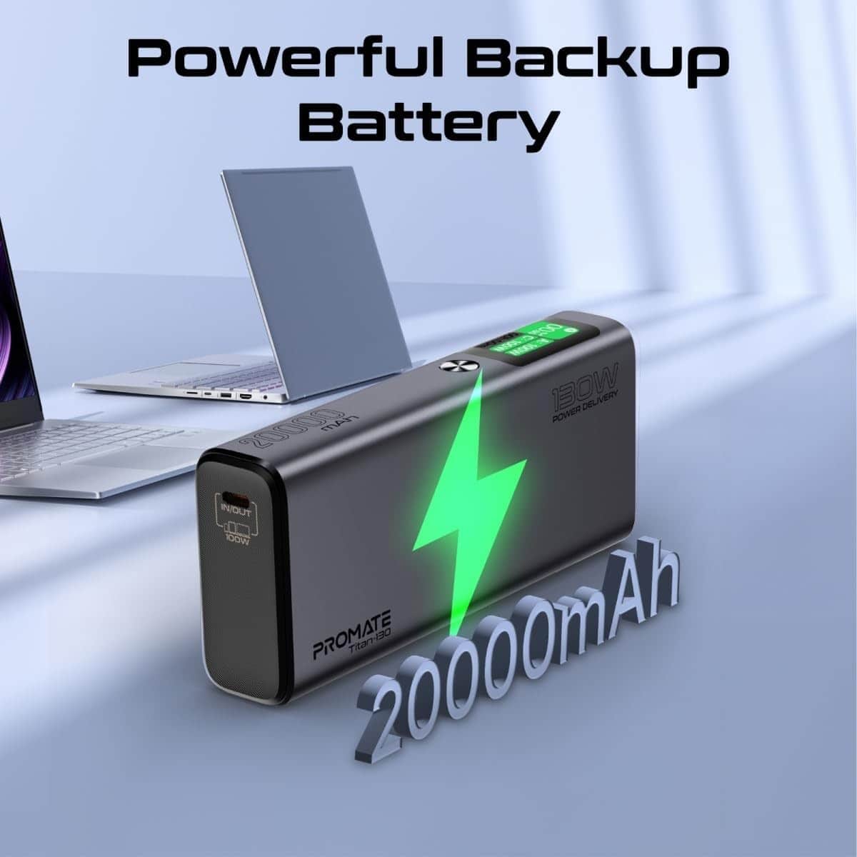 Promate 20000mAh 130W Power Delivery Ultra-Slim Power Bank