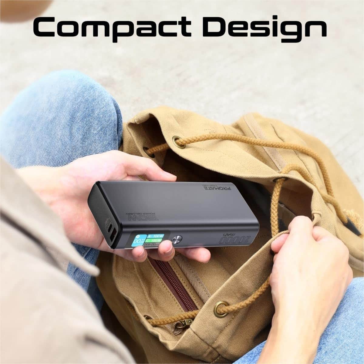 Promate 20000mAh 130W Power Delivery Ultra-Slim Power Bank