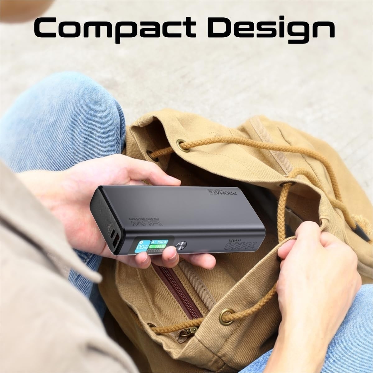 Promate 20000mAh 130W Power Delivery Ultra-Slim Power Bank