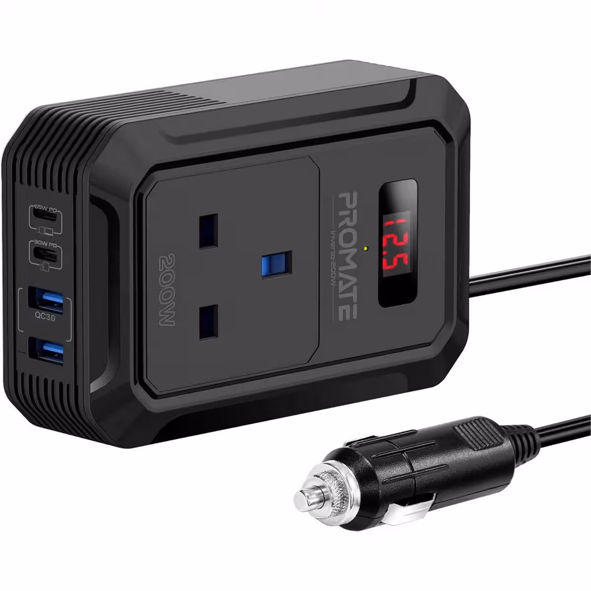 Promate 200W 5-in-1 DC to AC Adapter Car Power Inverter