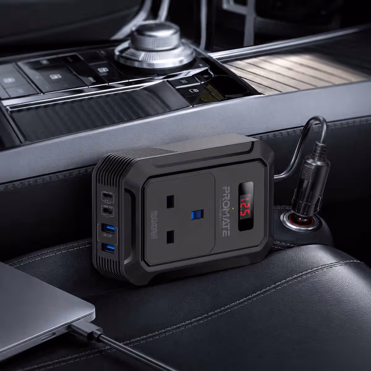 Promate 200W 5-in-1 DC to AC Adapter Car Power Inverter