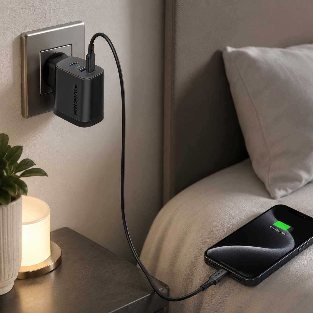 Promate 25W Wall Charger & Lightning Cable Set