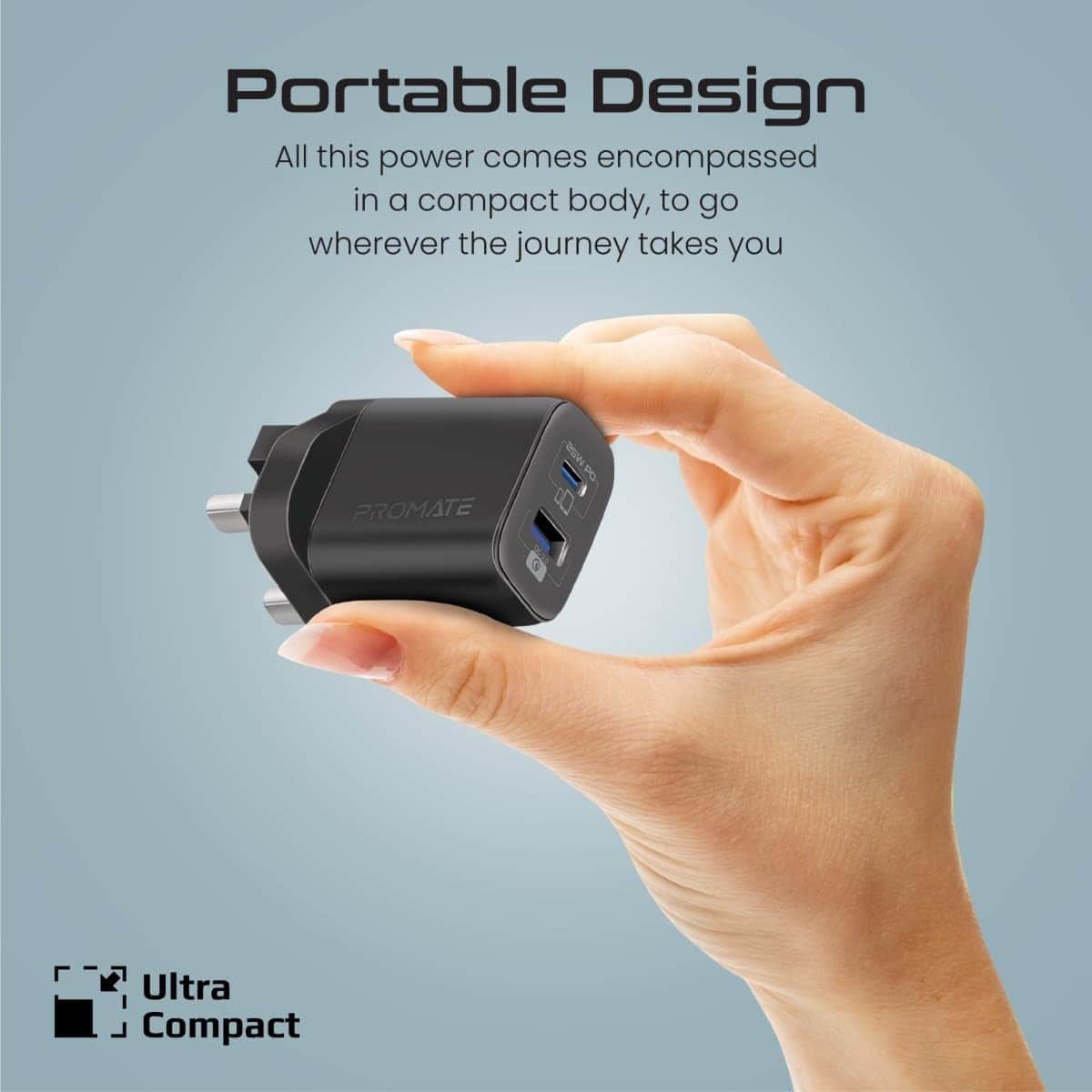 Promate 25W Wall Charger & Lightning Cable Set
