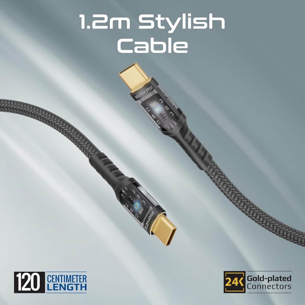 Promate 25W Wall Charger & Transparent USB-C Cable Set