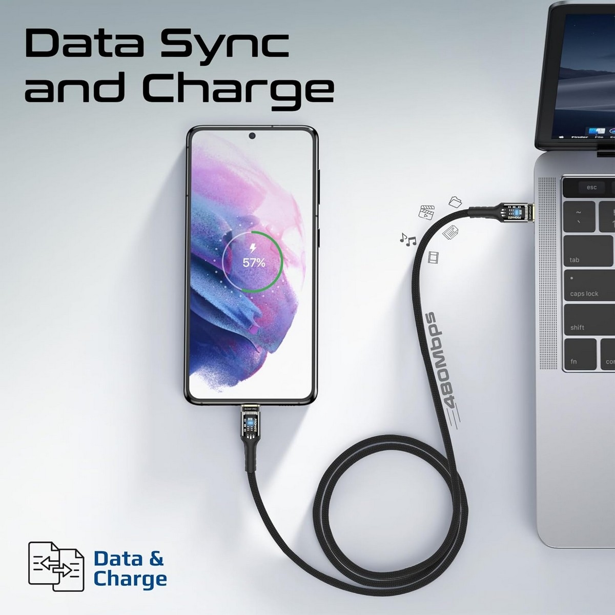 بروميت شاحن حائط 25W مع كابل USB-C شفاف