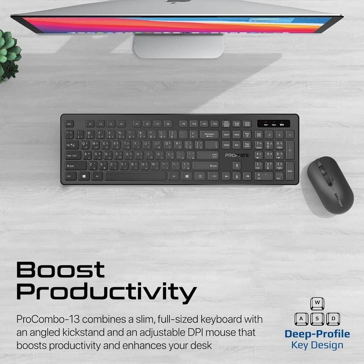 Promate 2.4GHz Wireless Keyboard & Mouse Combo