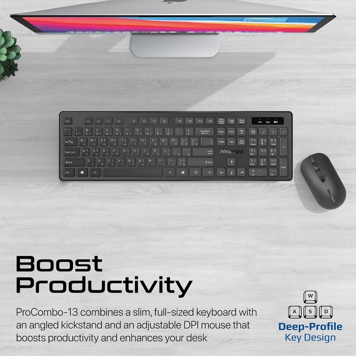 Promate 2.4GHz Wireless Keyboard & Mouse Combo