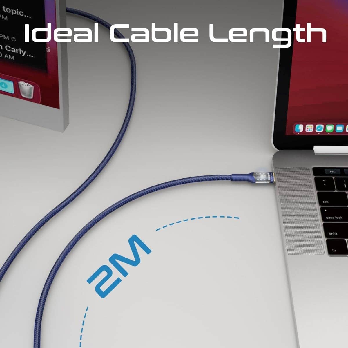 Promate 100W Transparent USB-C to USB-C Braided Cable