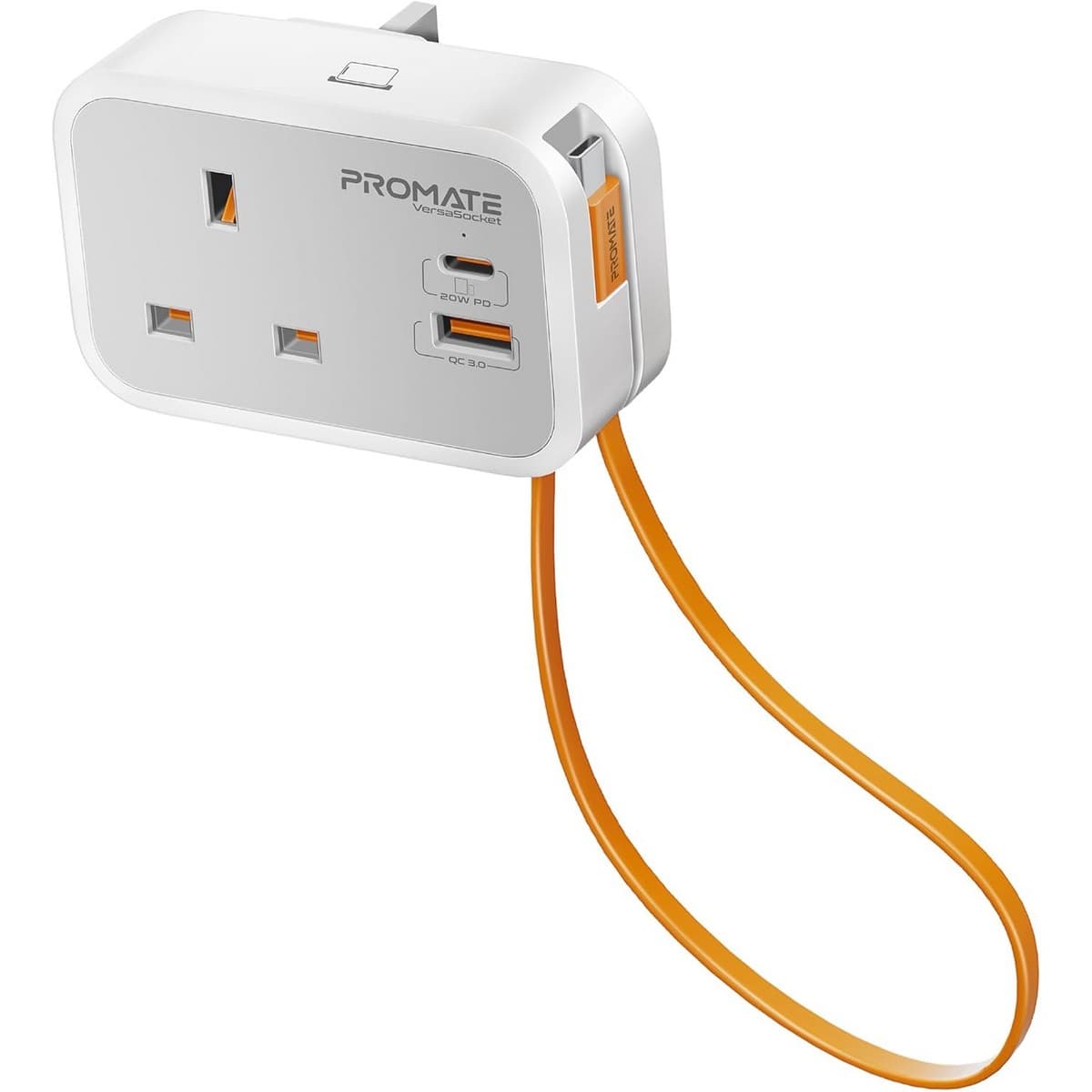 بروميت شاحن مقبس كهربائي 4 في 1 بقدرة 3250W مع كابل USB-C قابل للسحب