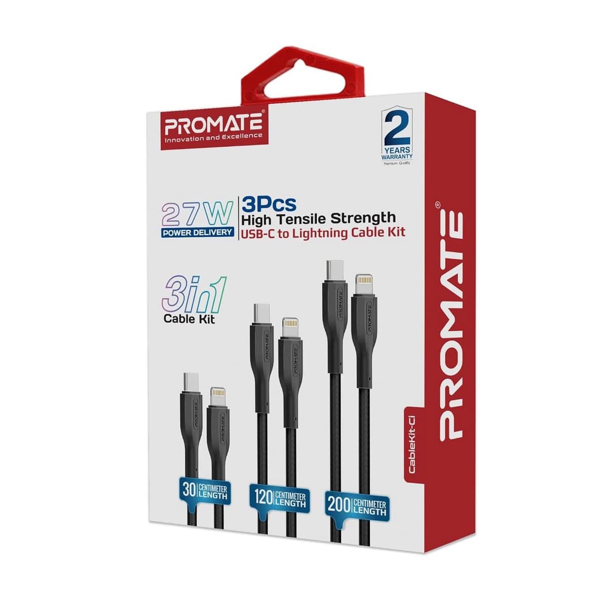 بروميت مجموعة 3 كابلات USB-C إلى Lightning
