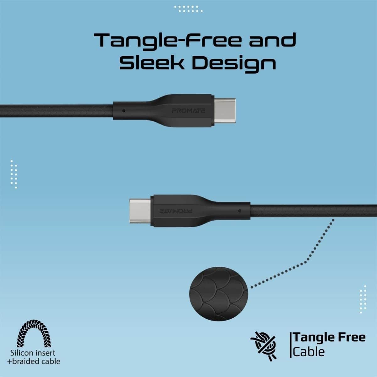 Promate 3-Piece USB-C to USB-C Cable Kit