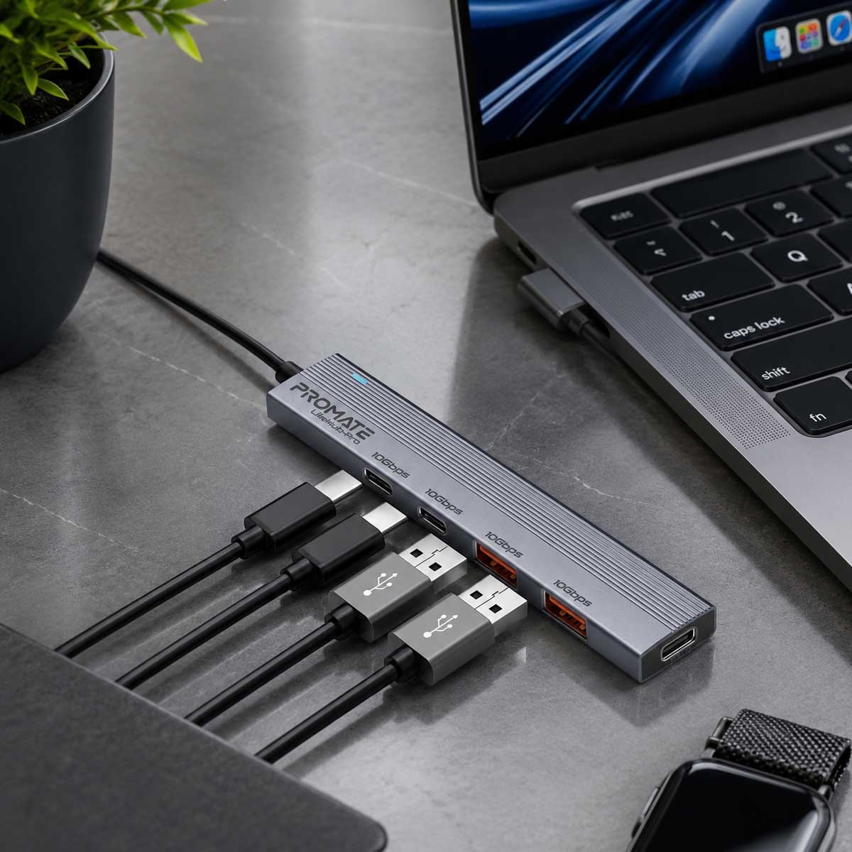 بروميت موزع USB-C متعدد الشاشات 4 في 1