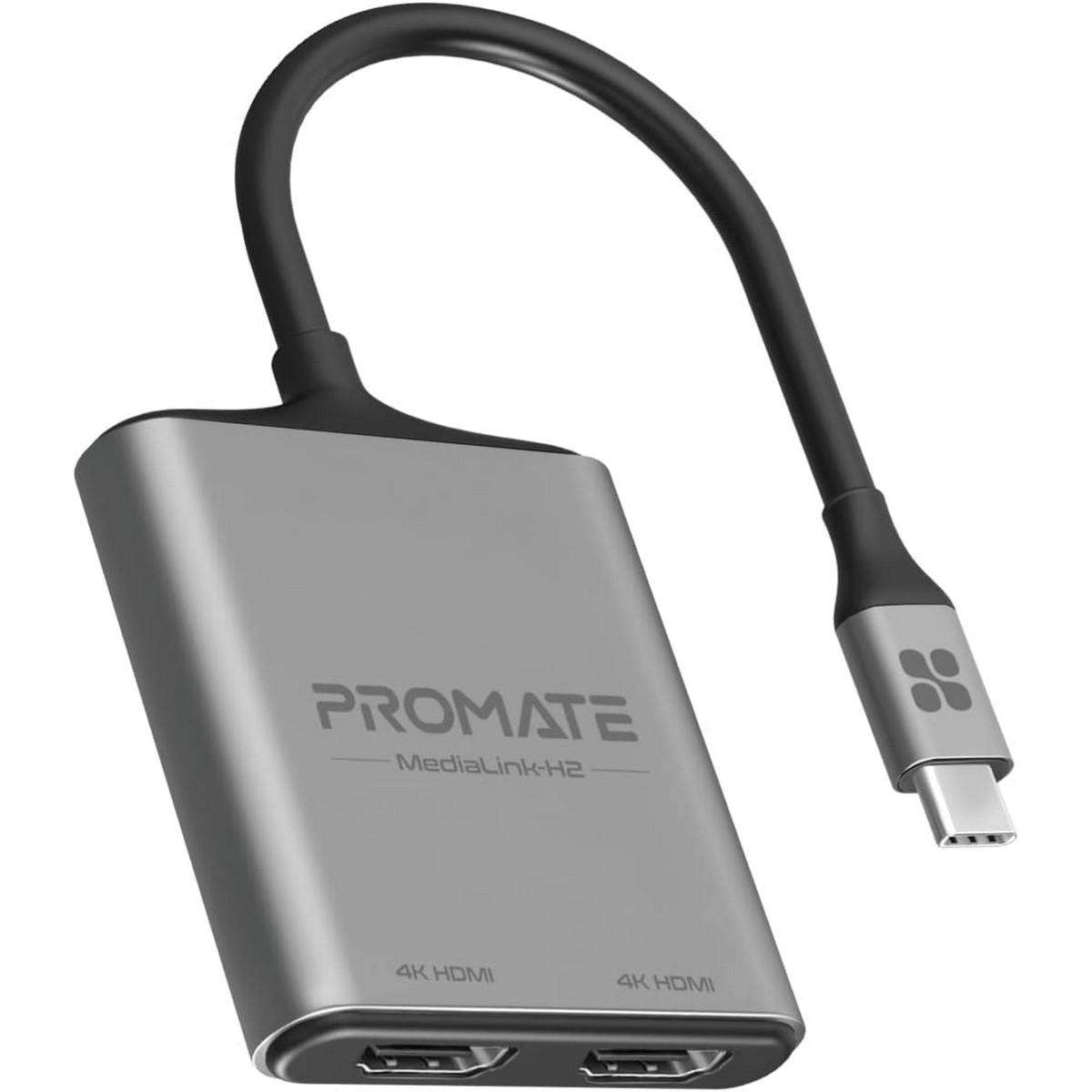 Promate 4K 60Hz USB-C to HDMI Adapter with Dual HDMI Ports
