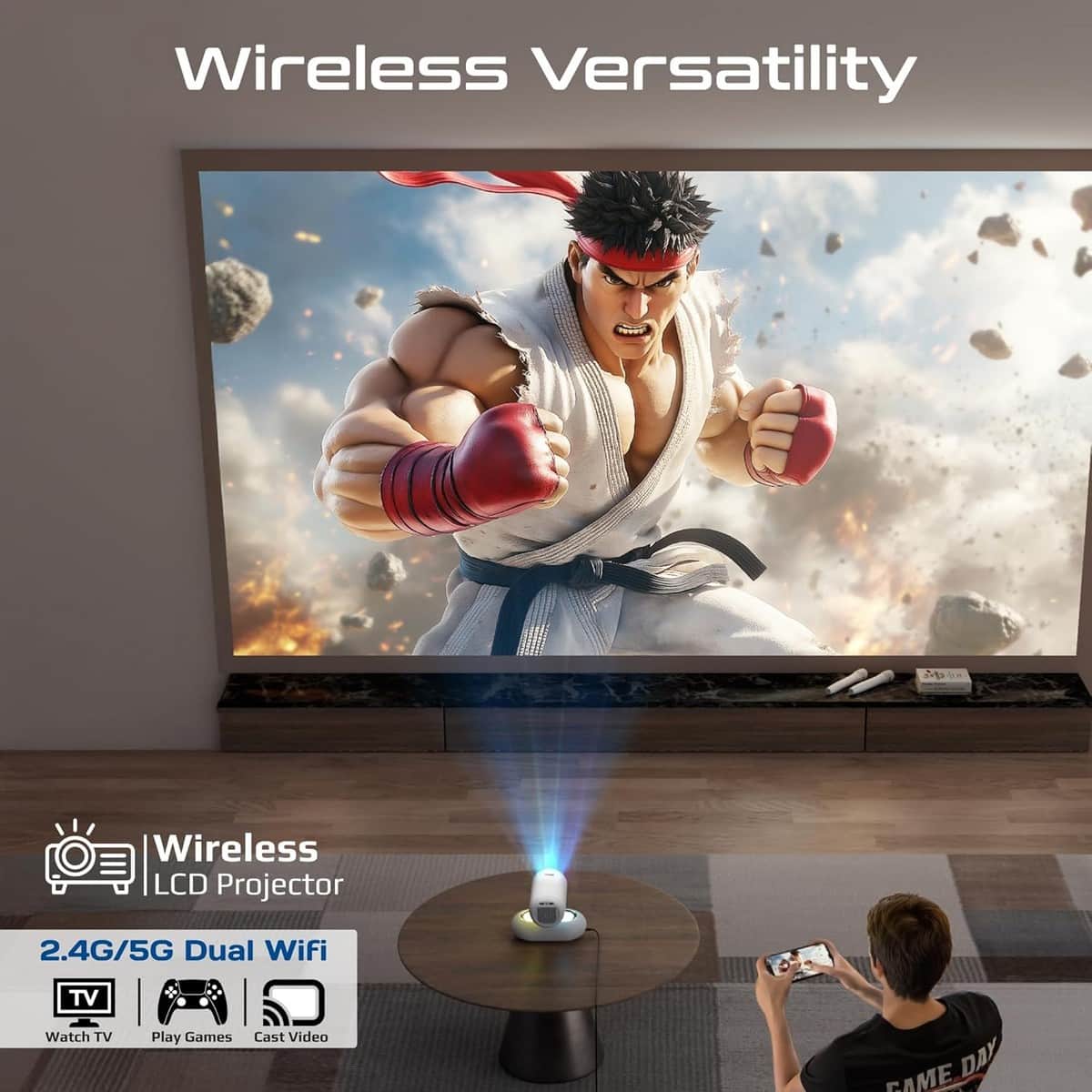Promate 4K Wireless LCD Mini Projector