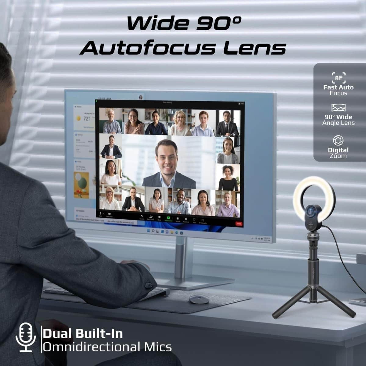 Promate 5.5" Ring Light 2K Ultra HD Webcam