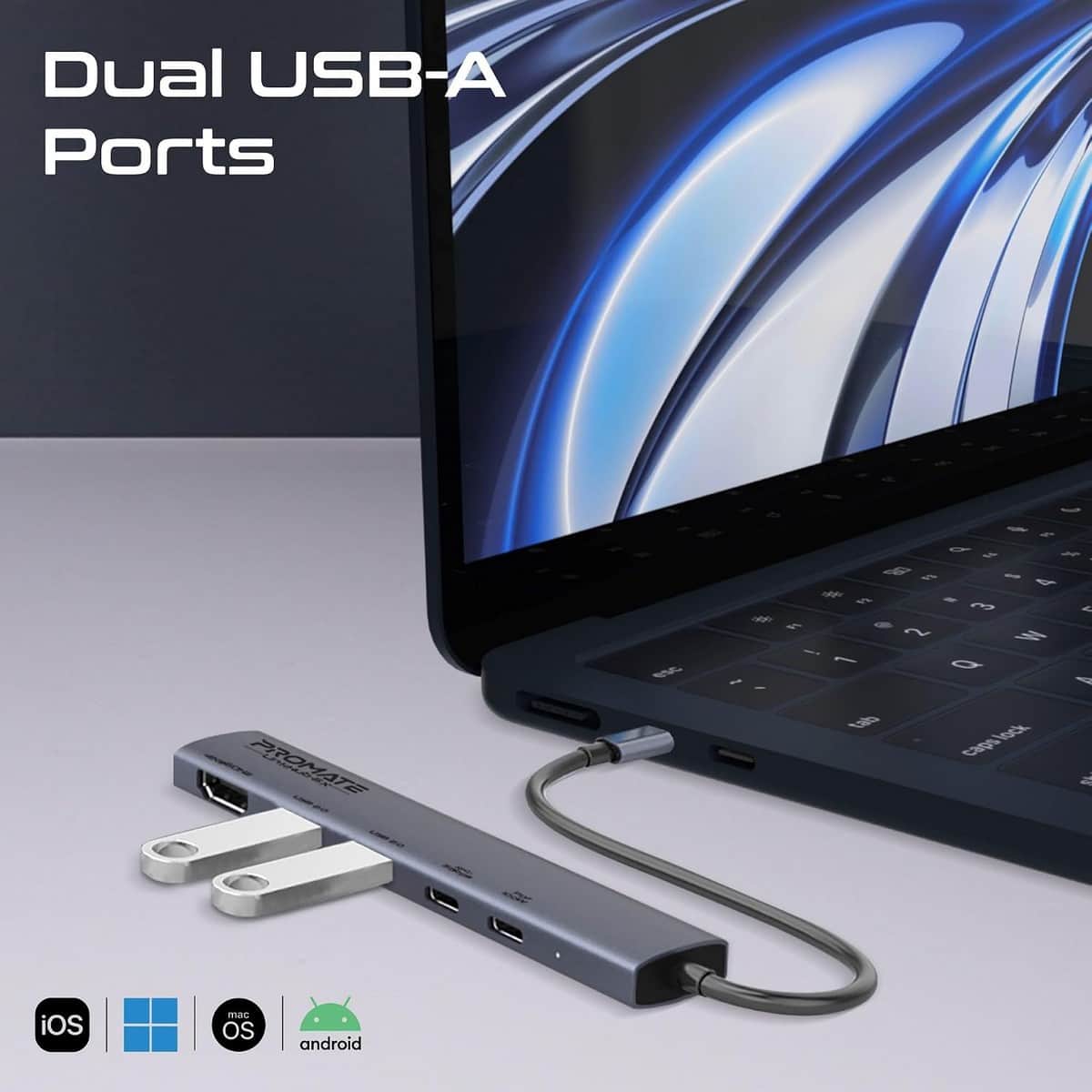 بروميت موزع USB-C متعدد المنافذ 5 في 1 بدقة 4K بمعدل 60 هرتز