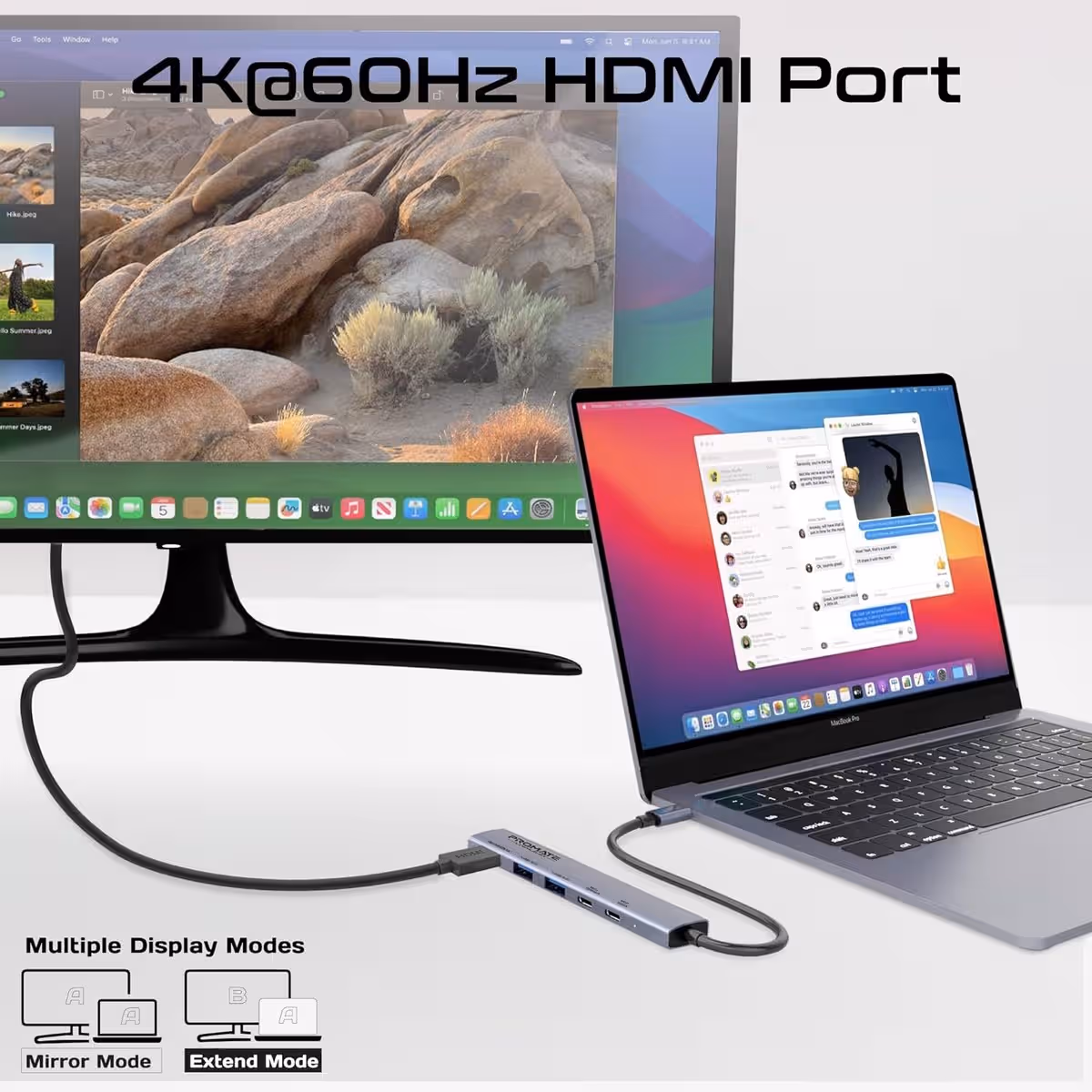 بروميت موزع USB-C متعدد المنافذ 5 في 1 بدقة 4K بمعدل 60 هرتز