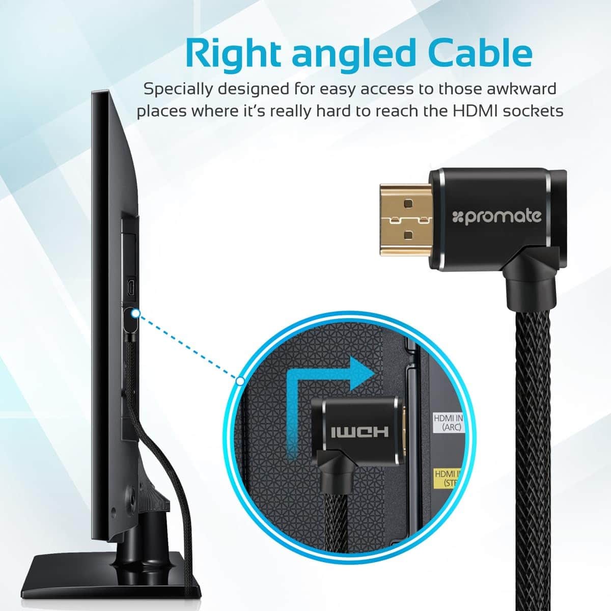 Promate 4K Ultra HD Right-Angle HDMI Cable