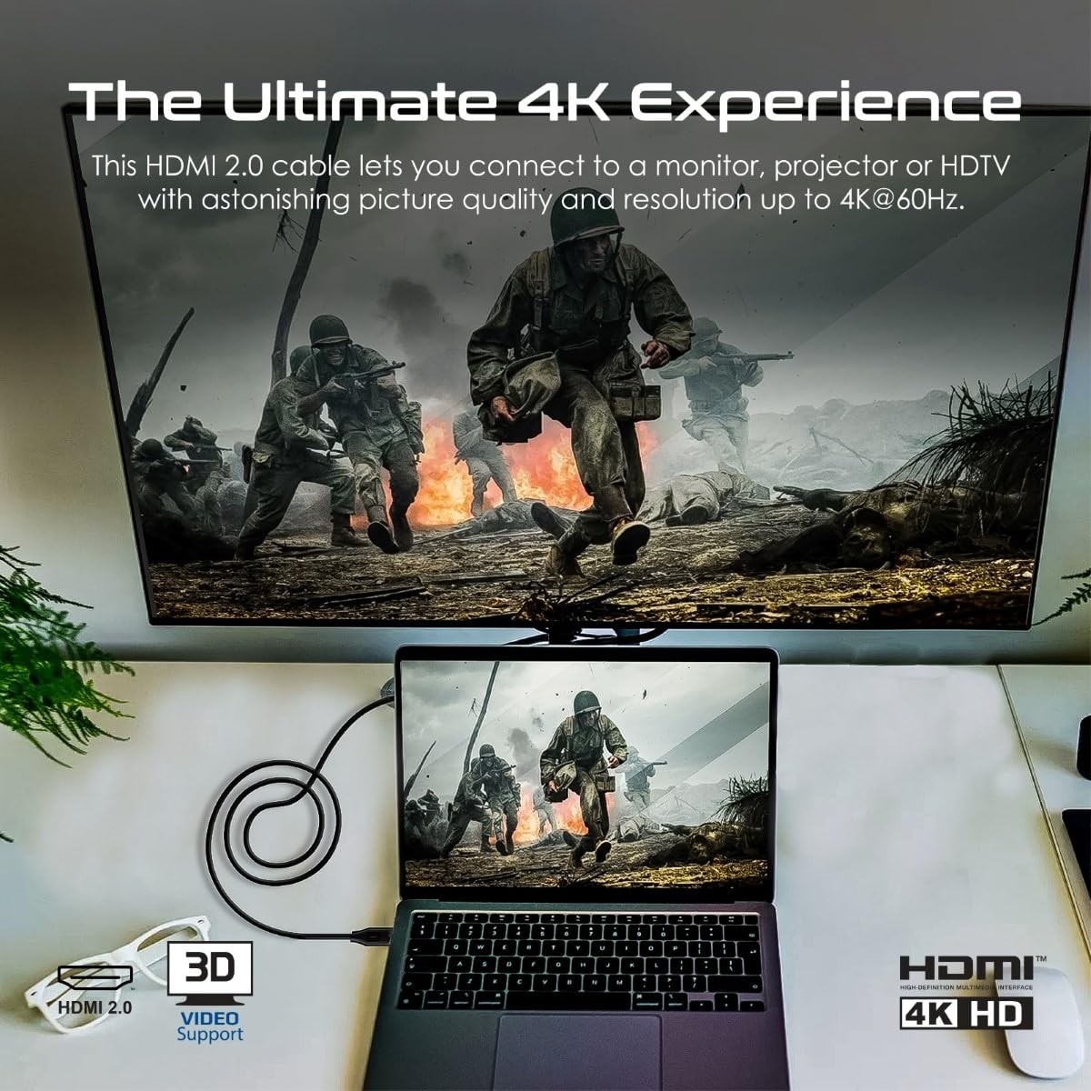 بروميت كابل برو لينك HDMI 2.0 بدقة 4K ومعدل 60 هرتز