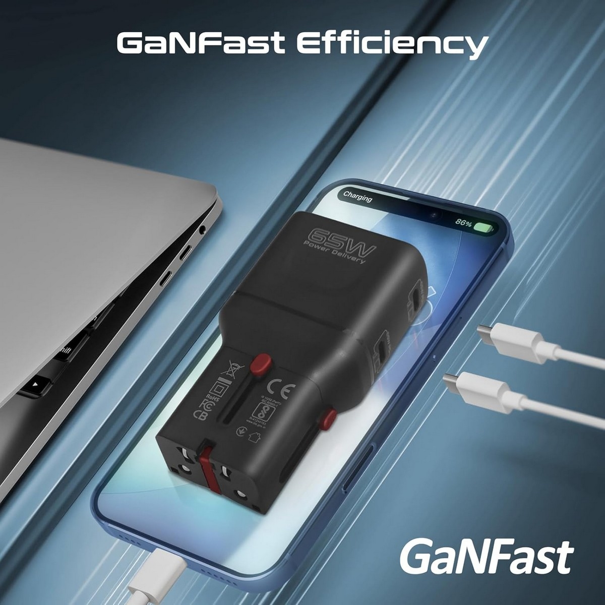 Promate 65W GaNFast Universal Travel Adapter