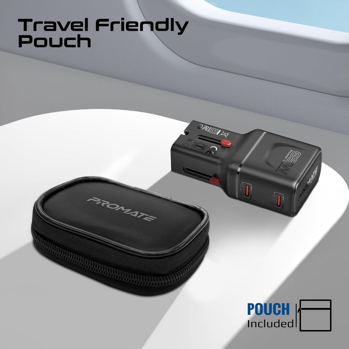 Promate 65W GaNFast Universal Travel Adapter