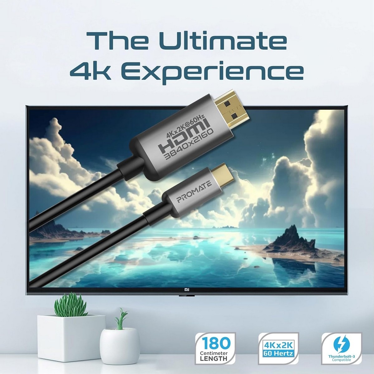 Promate 6ft 4K 60Hz USB-C to HDMI Cable