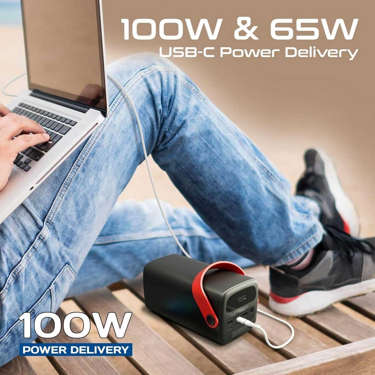 Promate 80000mAh 100W USB-C PD LiFePO4 Portable Power Station