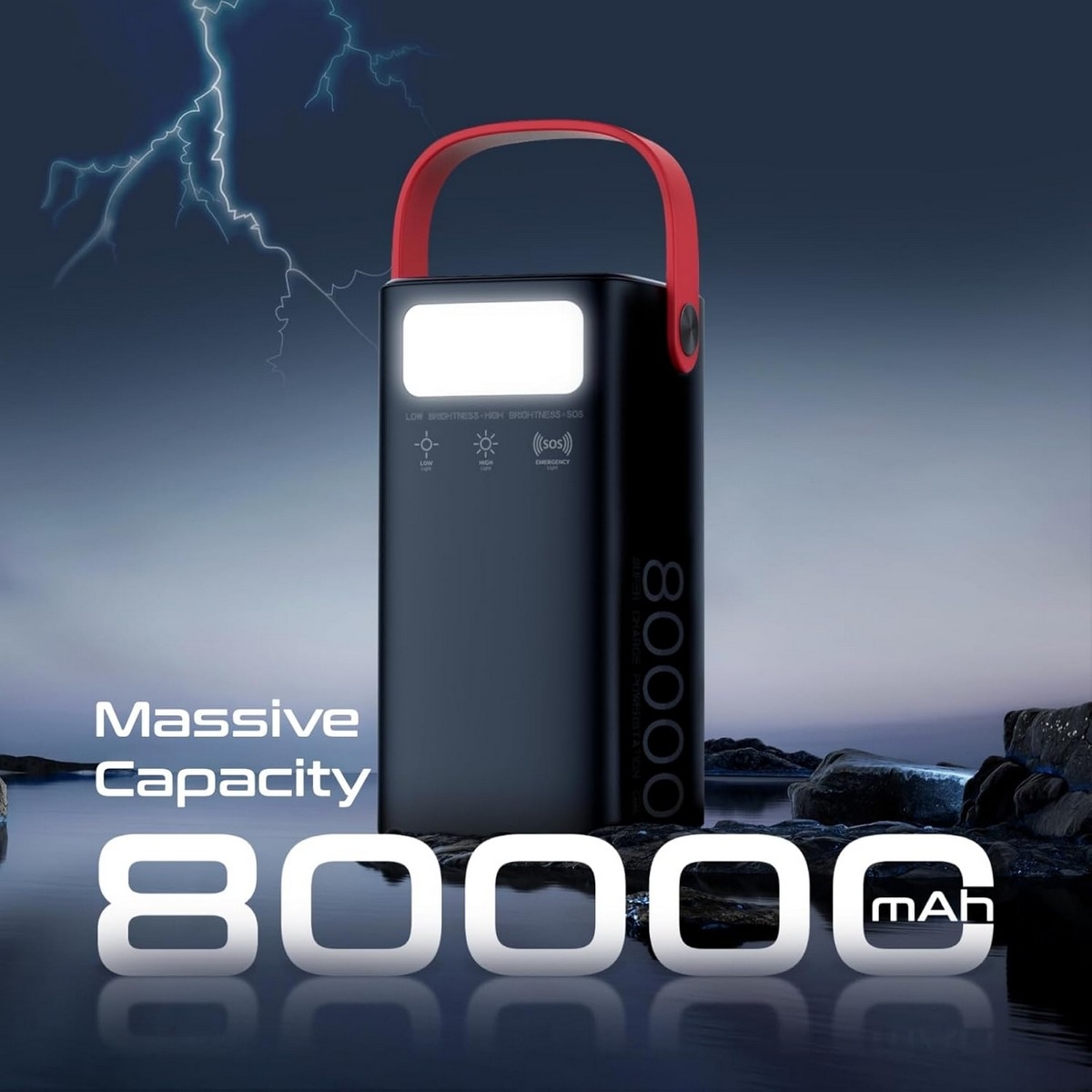 Promate 80000mAh 100W USB-C PD LiFePO4 Portable Power Station