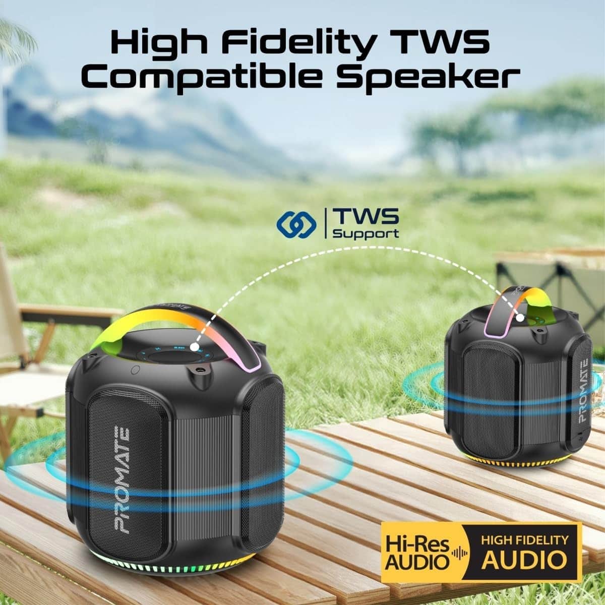 Promate 80W TWS Outdoor Bluetooth Speaker