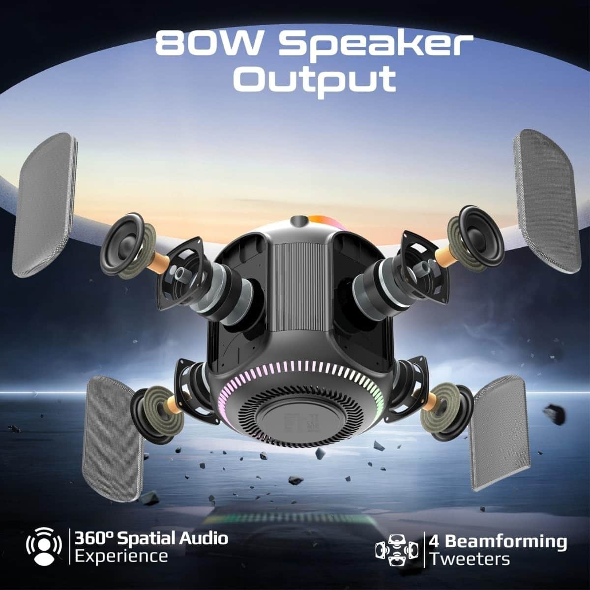 Promate 80W TWS Outdoor Bluetooth Speaker