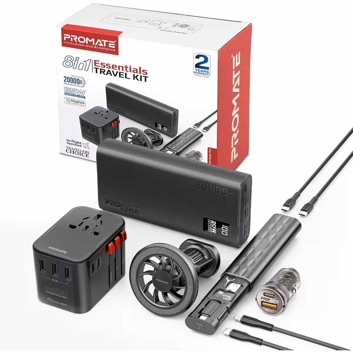 Promate 8-in-1 Power Gear Pro Portable Travel Kit