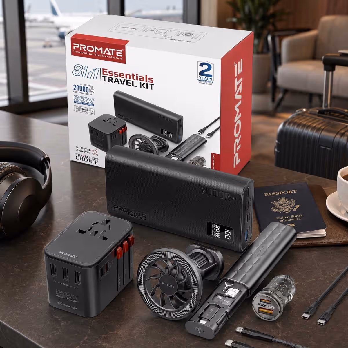 Promate 8-in-1 Power Gear Pro Portable Travel Kit
