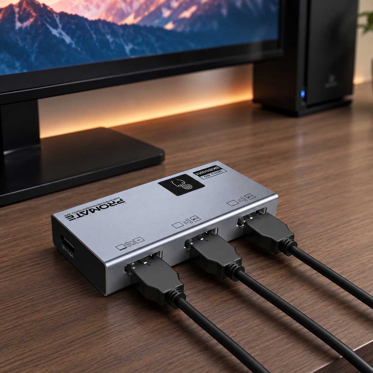 Promate 8K 60Hz 3-Port HDMI Switch Adapter