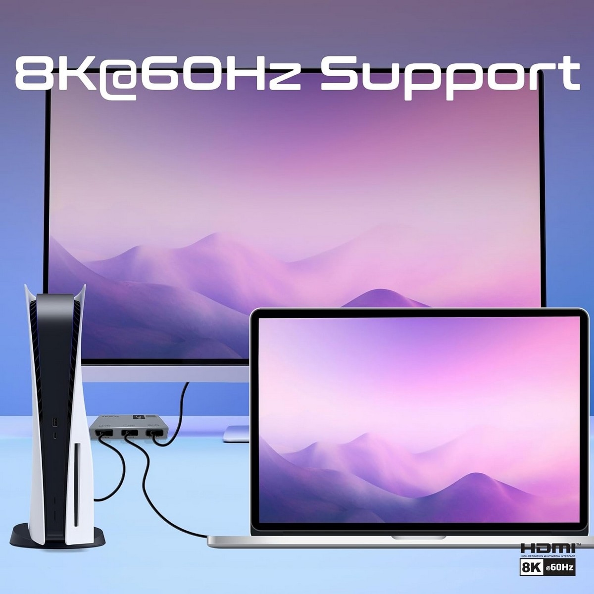 Promate 8K 60Hz 3-Port HDMI Switch Adapter