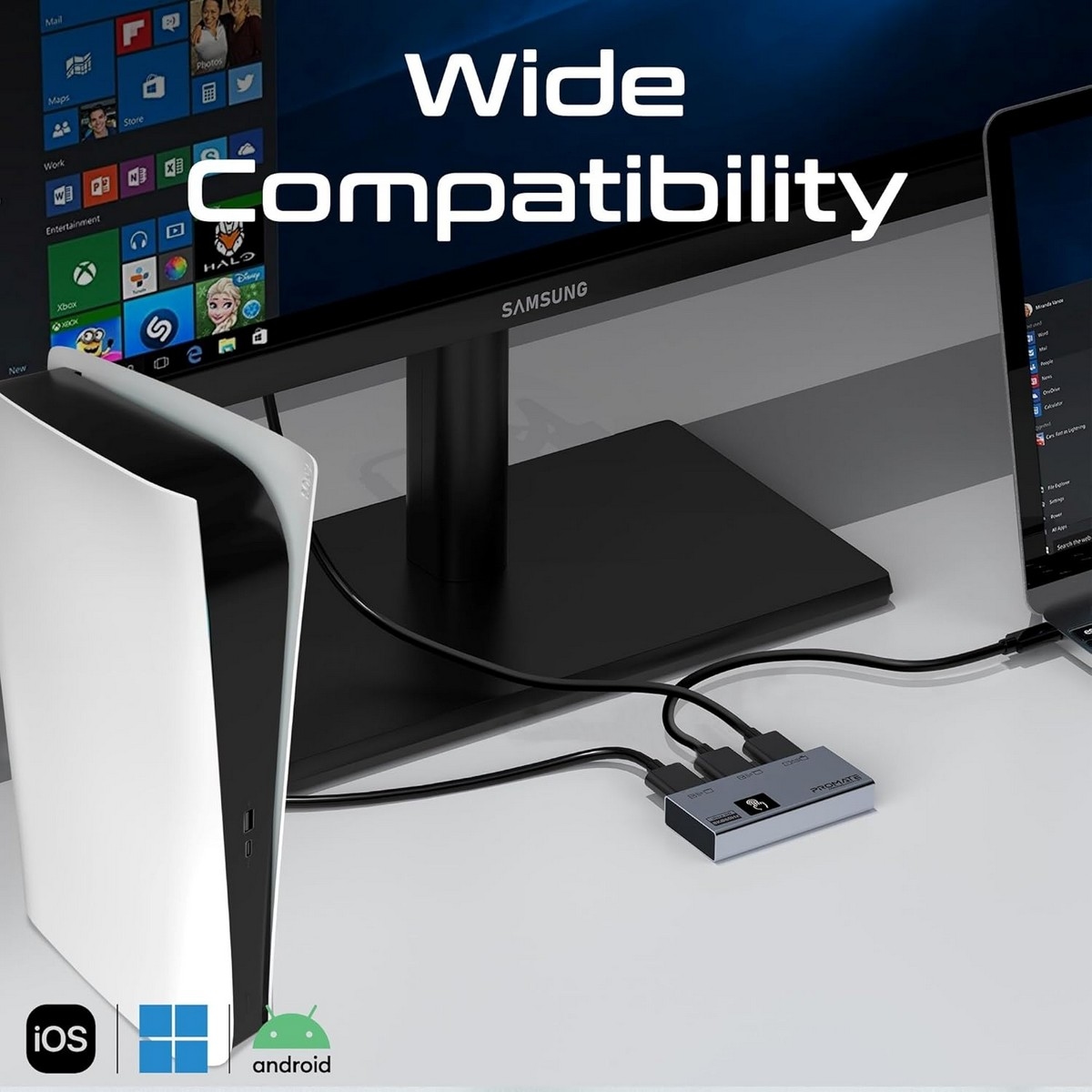 Promate 8K 60Hz 3-Port HDMI Switch Adapter