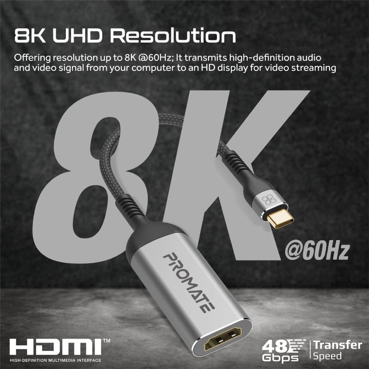 Promate 8K 60Hz USB-C to HDMI Adapter