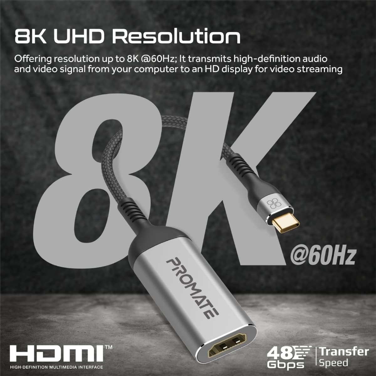 Promate 8K 60Hz USB-C to HDMI Adapter