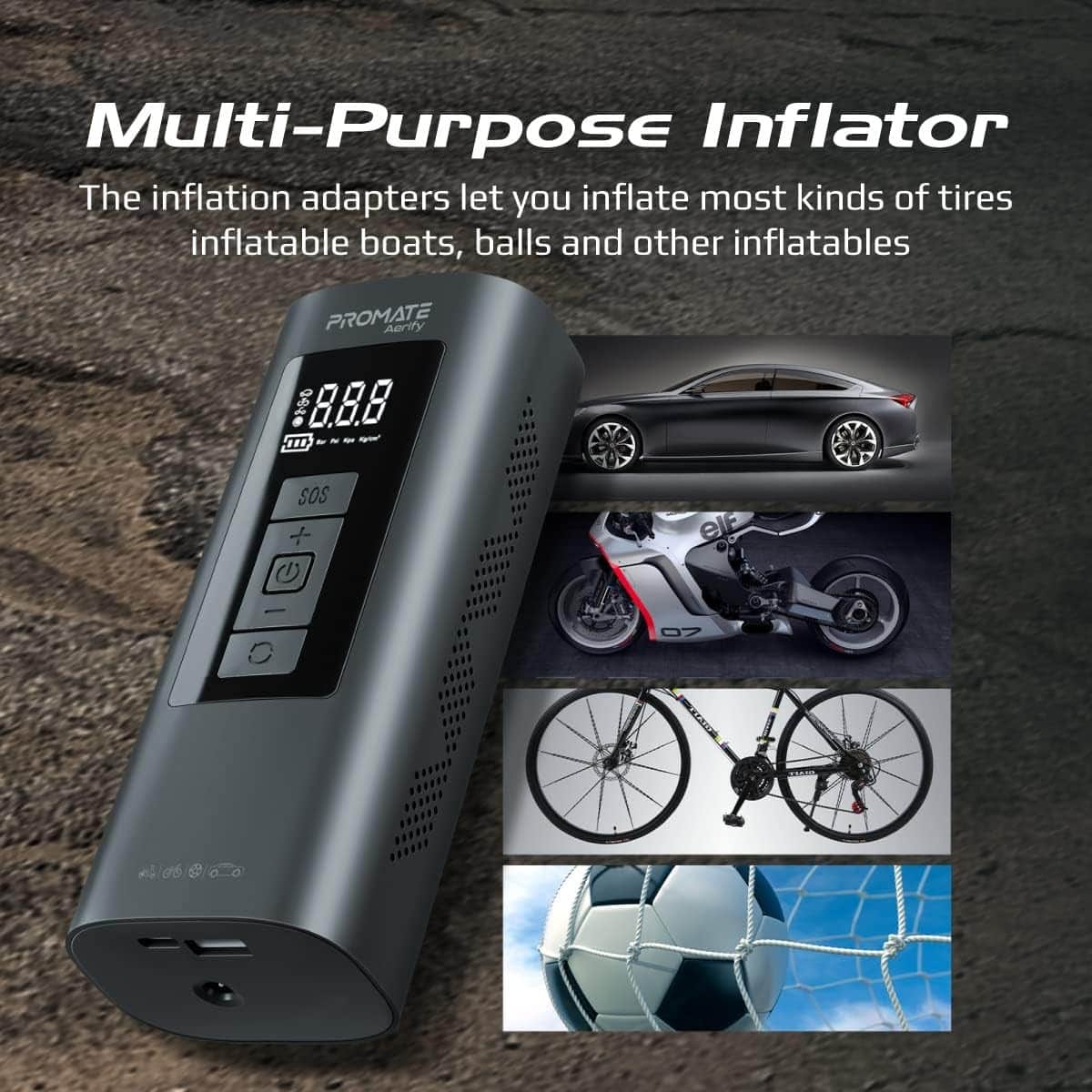 Promate Aerify Car Air Compressor with 6000mAh Power Bank