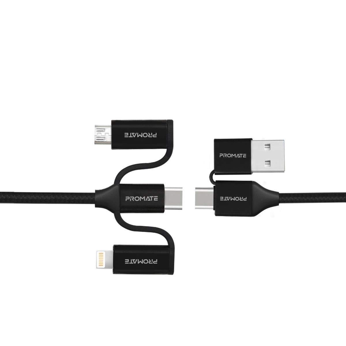 Promate 60W 6-in-1 Hybrid USB-C & Micro-USB Charging Cable