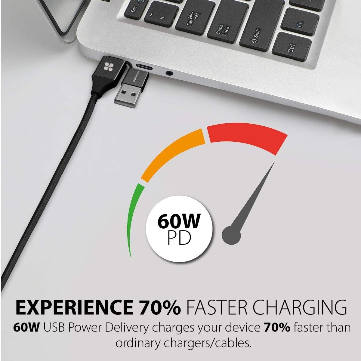 Promate 60W 6-in-1 Hybrid USB-C & Micro-USB Charging Cable