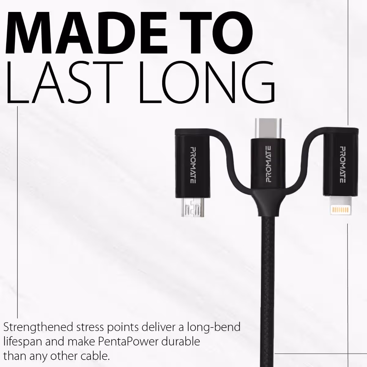 بروميت كابل شحن هجين 60W 6 في 1 يدعم USB-C وMicro-USB